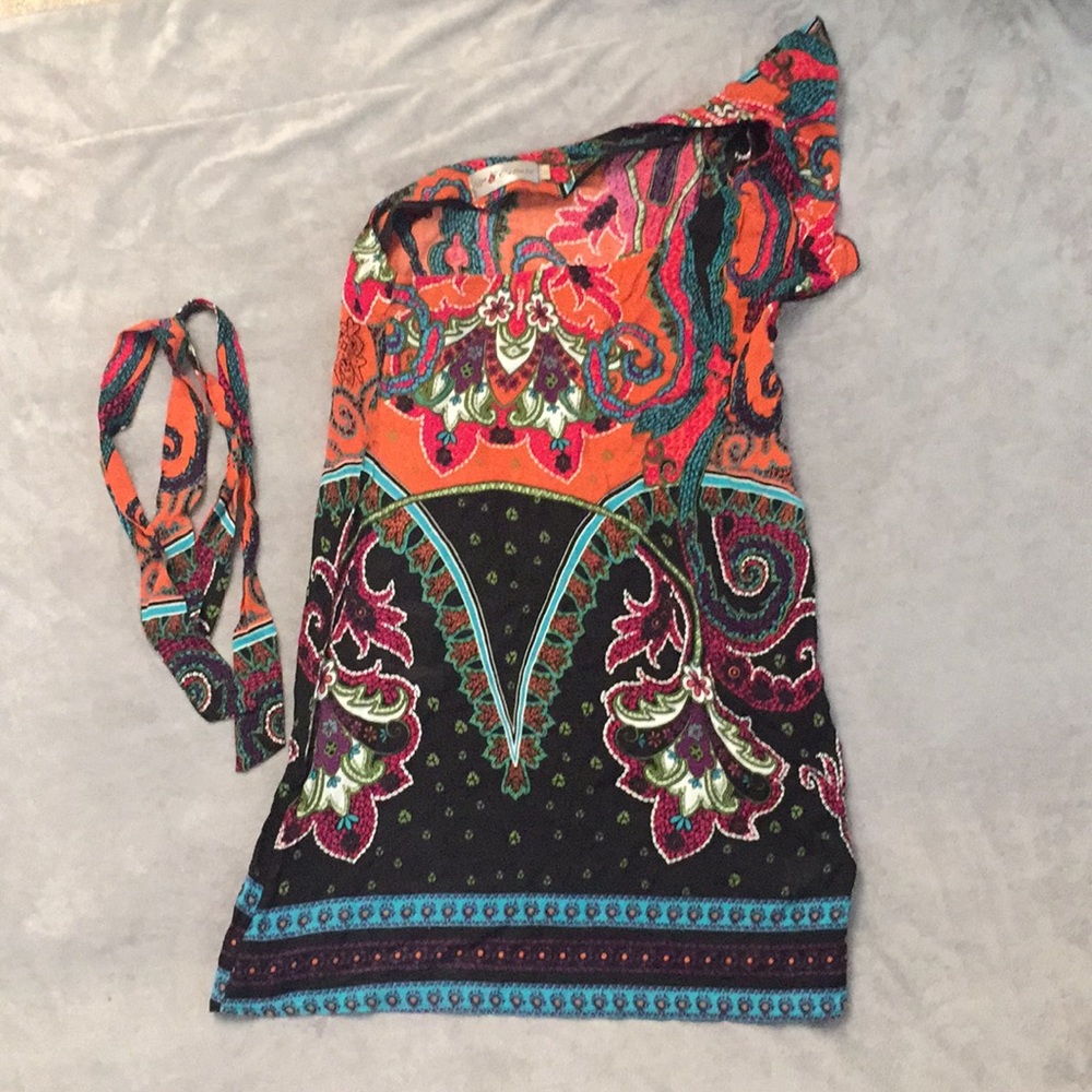 One-Shoulder Shirt/Dress with matching Cloth Belt
